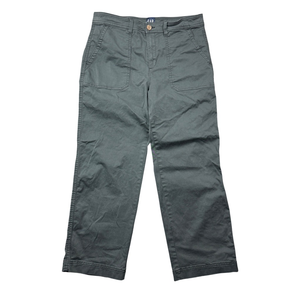 Gap Womens Size 12 Gray Utility Straight Leg Patch Pocket Stretch Twill Pants